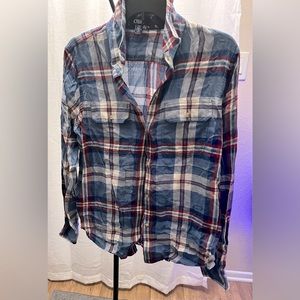 CHAPS by denim red and blue button down long sleeve collared shirt Size Large